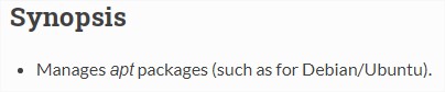 ansible synopsis du module apt