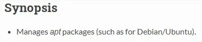 ansible synopsis du module apt