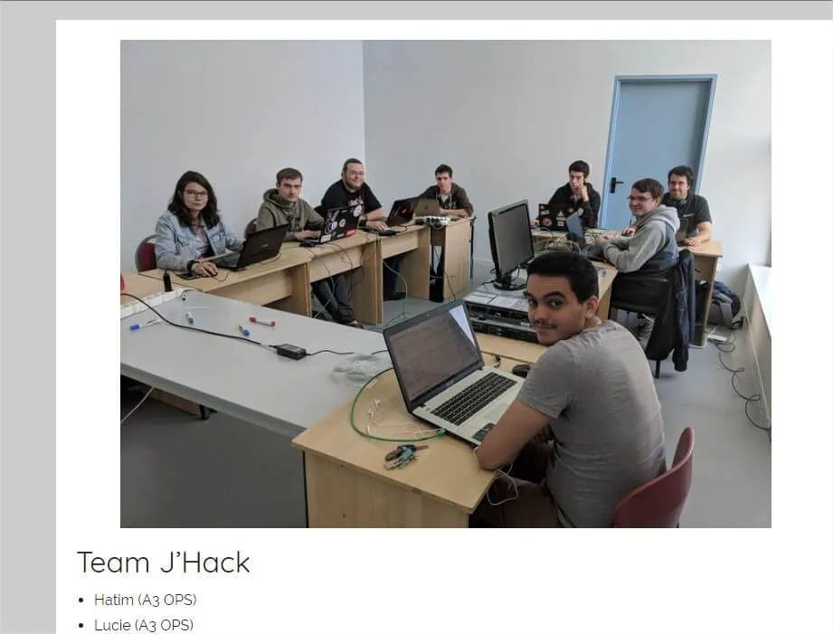 Composition de notre équipe Team J'Hack