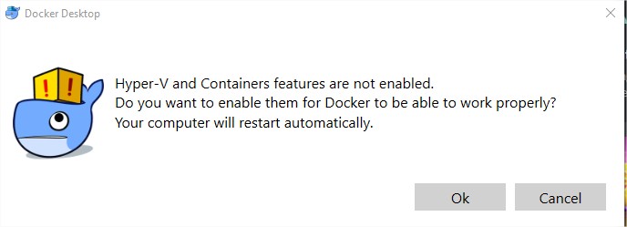 install docker in windows 10 PRO machine require Hyper-V