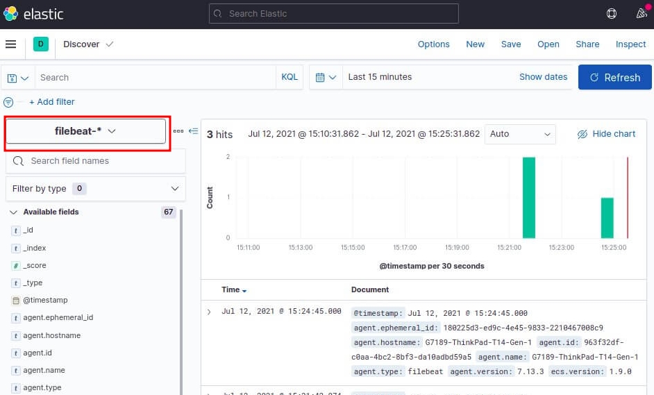 discover kibana pour les logs apache filebeat