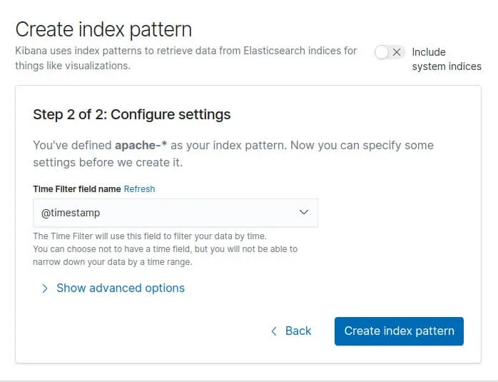 ajout de la plage horaire sur l'index pattern kibana