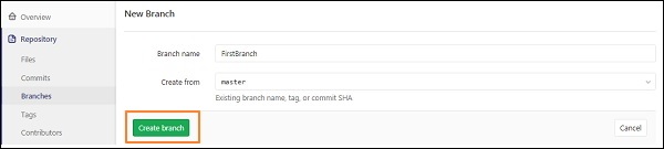Formulaire de création de branche