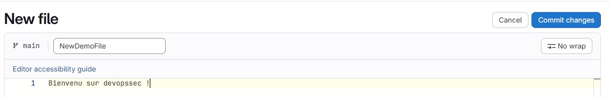 Édition du fichier en ligne sur GitLab
