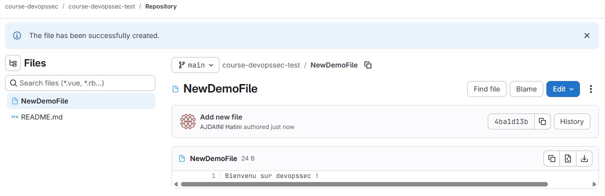 Message de succès après le commit web