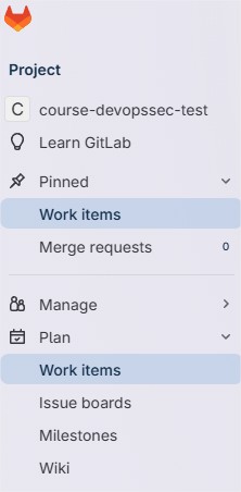 Bouton New Work item dans GitLab