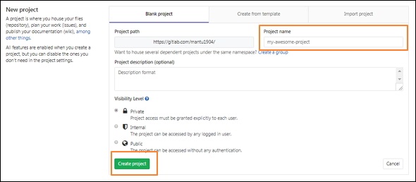 Formulaire de configuration projet