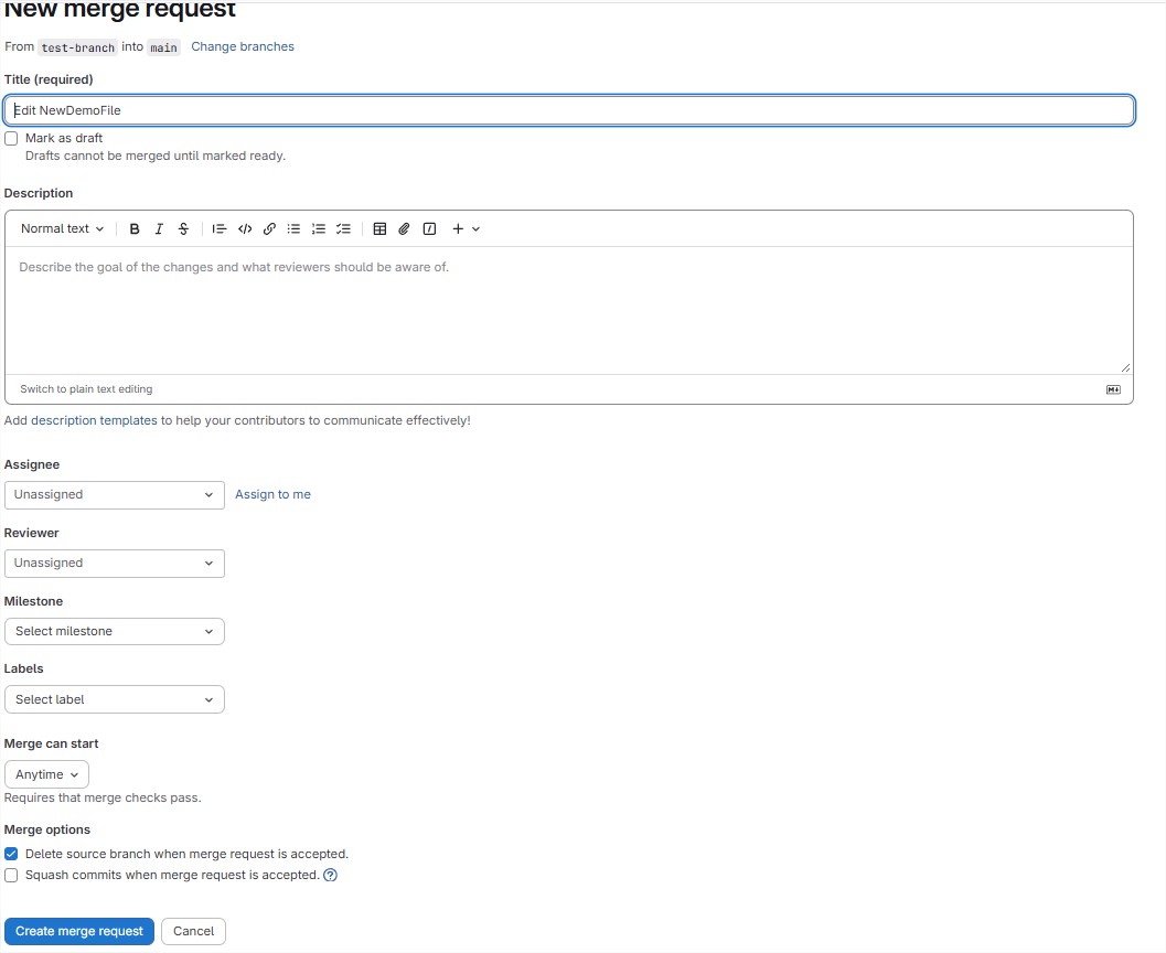 Détails de la Merge Request