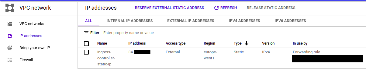 IP statique GCP