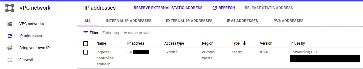 IP statique GCP