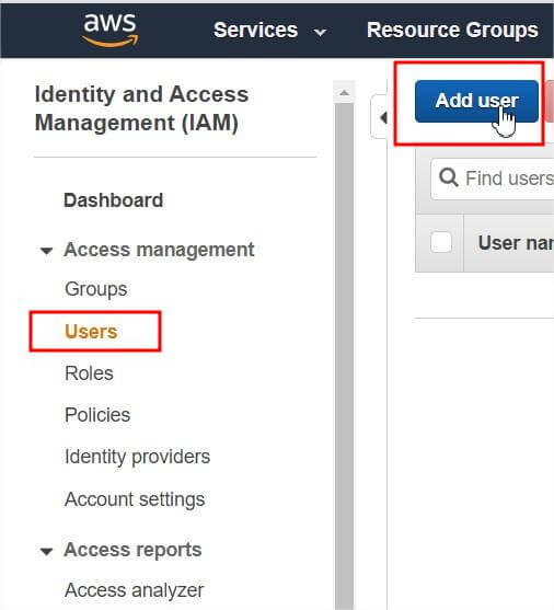 Création de notre utilisateur IAM d'AWS